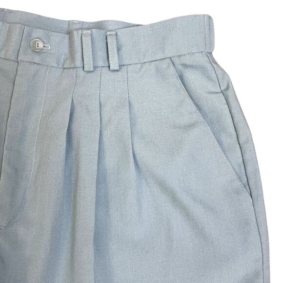 Vintage EHL Shorts Womens Size 14 High Waisted Pleated Blue Poly Rayon 8" Inseam - Picture 6 of 12